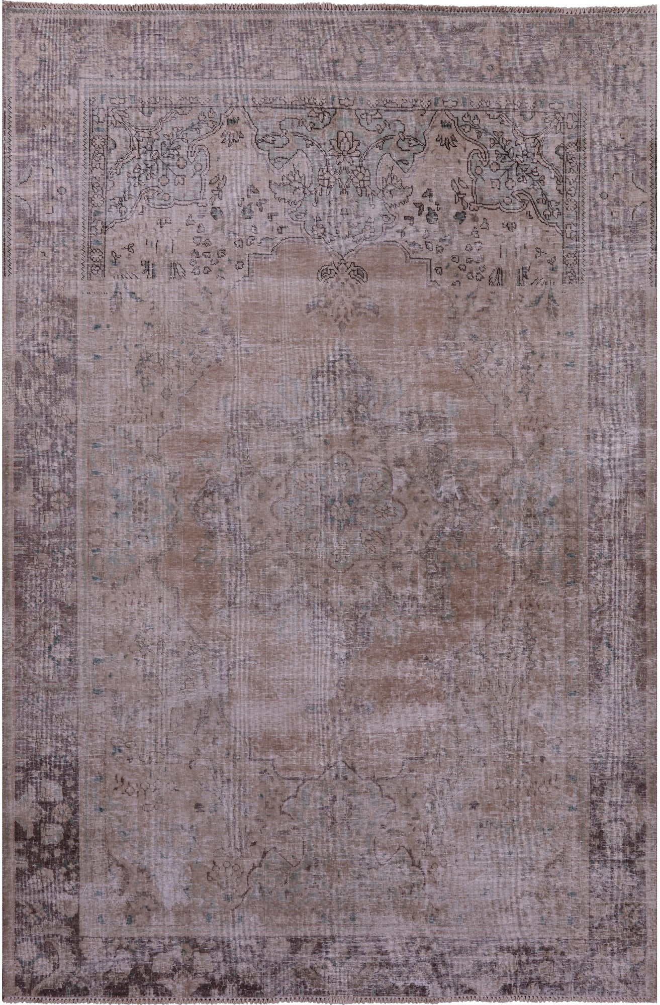 Ivory Persian Vintage White Wash Handmade Wool Rug - 6' 3" X 9' 3" - Golden Nile