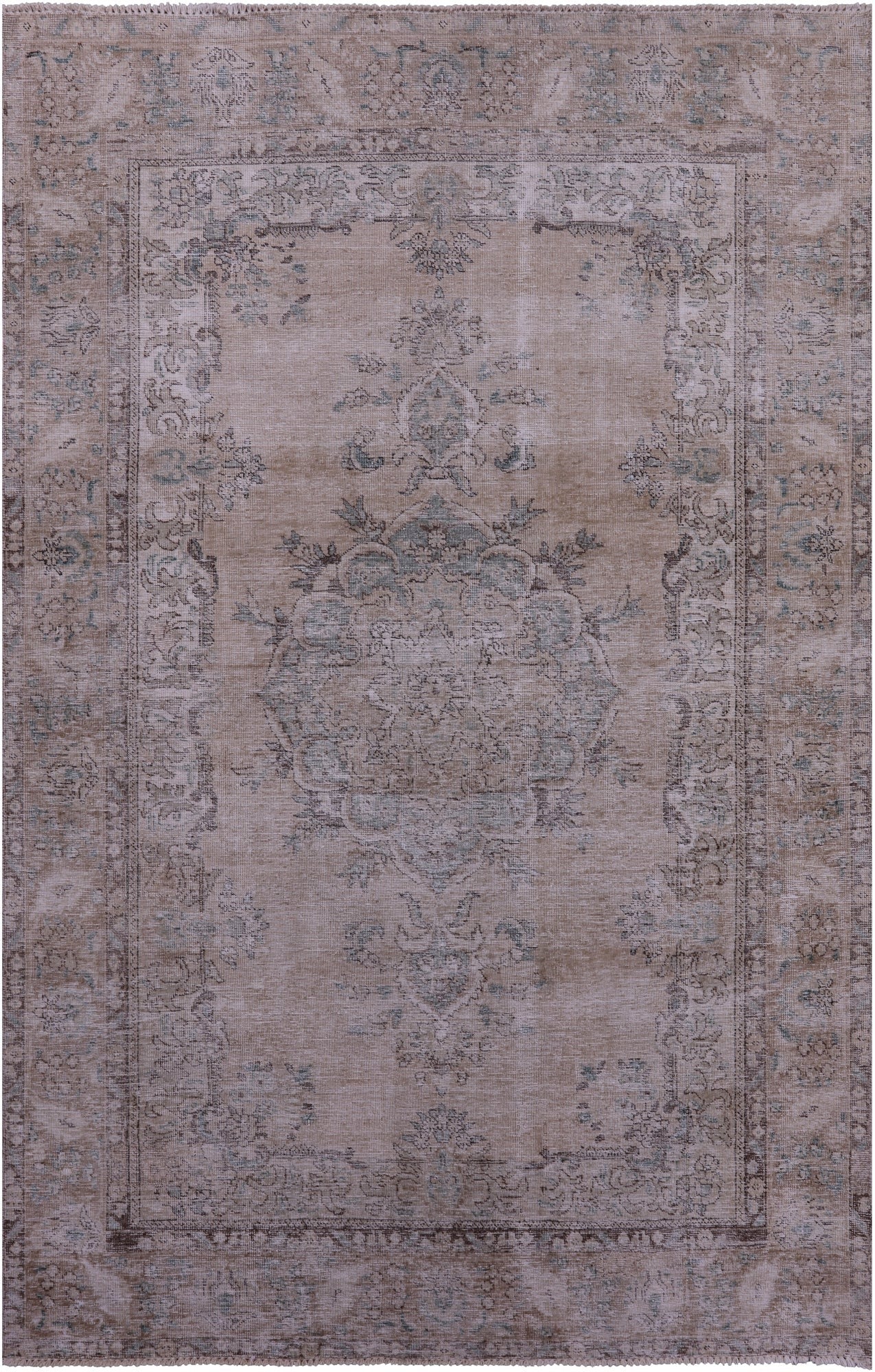 Ivory Persian Vintage White Wash Hand Knotted Wool Rug - 6' 5" X 10' 2" - Golden Nile