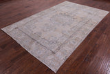 Ivory Persian Vintage White Wash Hand Knotted Wool Rug - 6' 5" X 10' 2" - Golden Nile