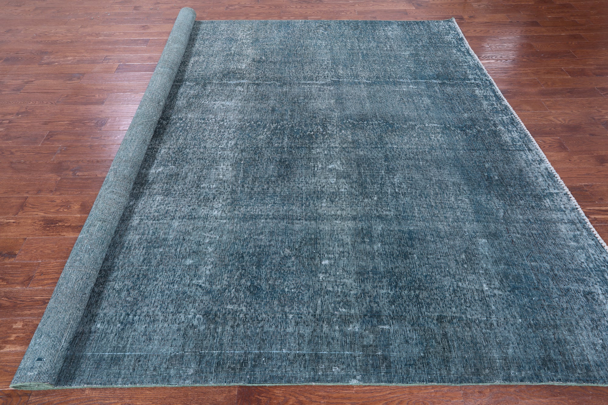 Green Persian Overdyed Hand Knotted Wool Rug - 9' 5" X 12' 0" - Golden Nile