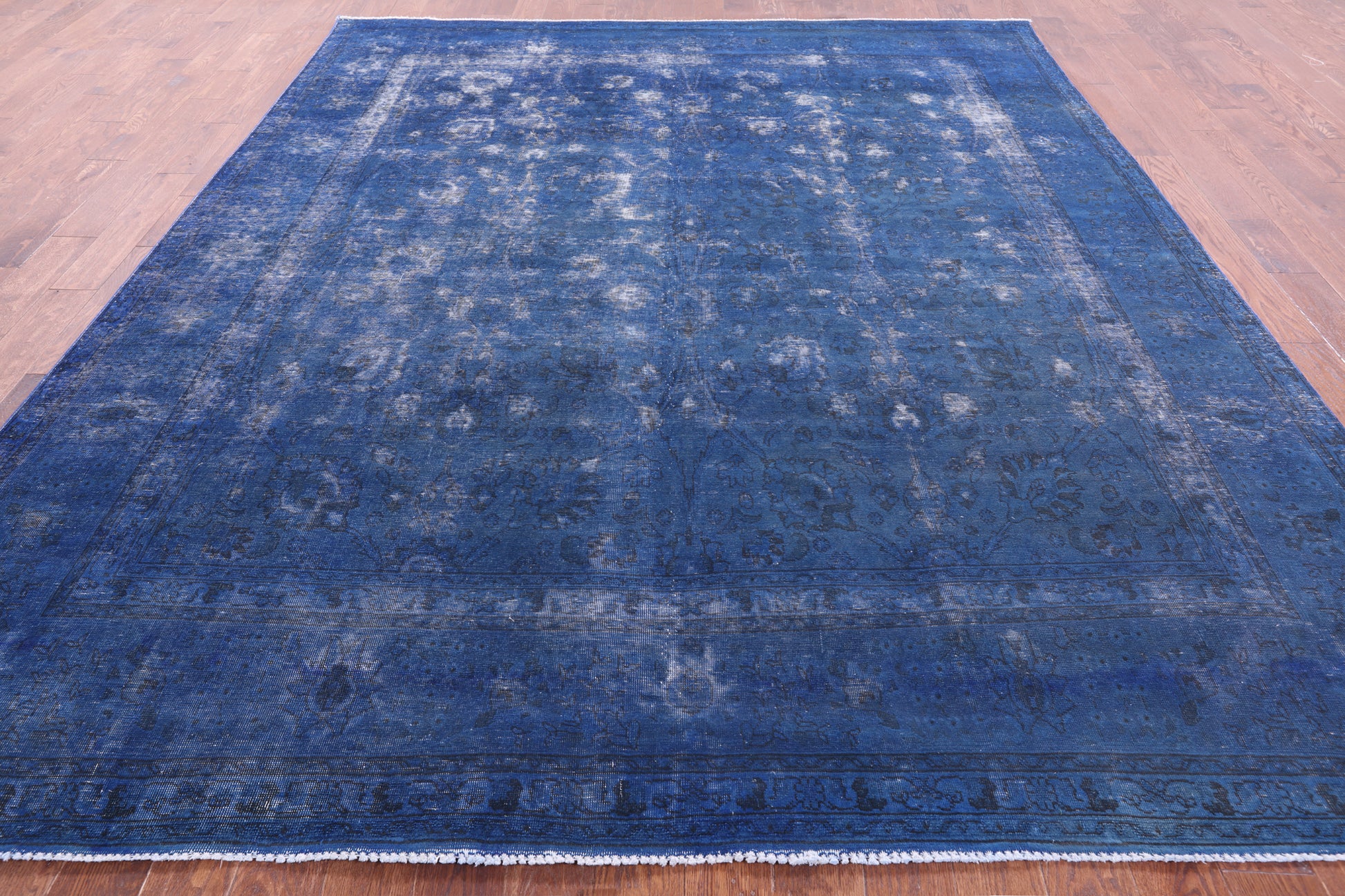 Blue Persian Overdyed Hand Knotted Wool Rug - 9' 6" X 11' 2" - Golden Nile