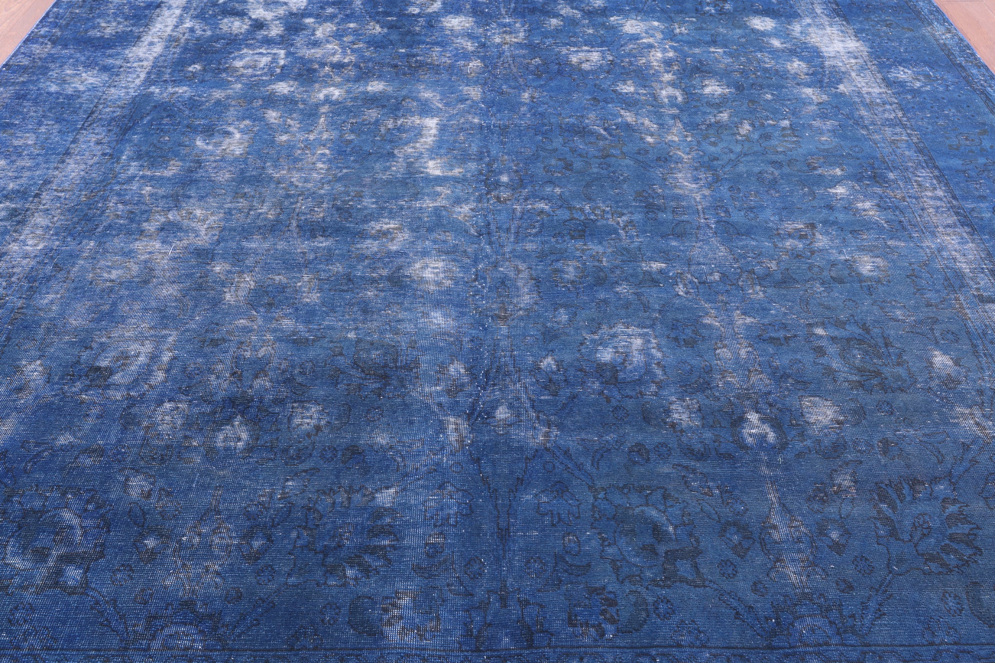 Blue Persian Overdyed Hand Knotted Wool Rug - 9' 6" X 11' 2" - Golden Nile