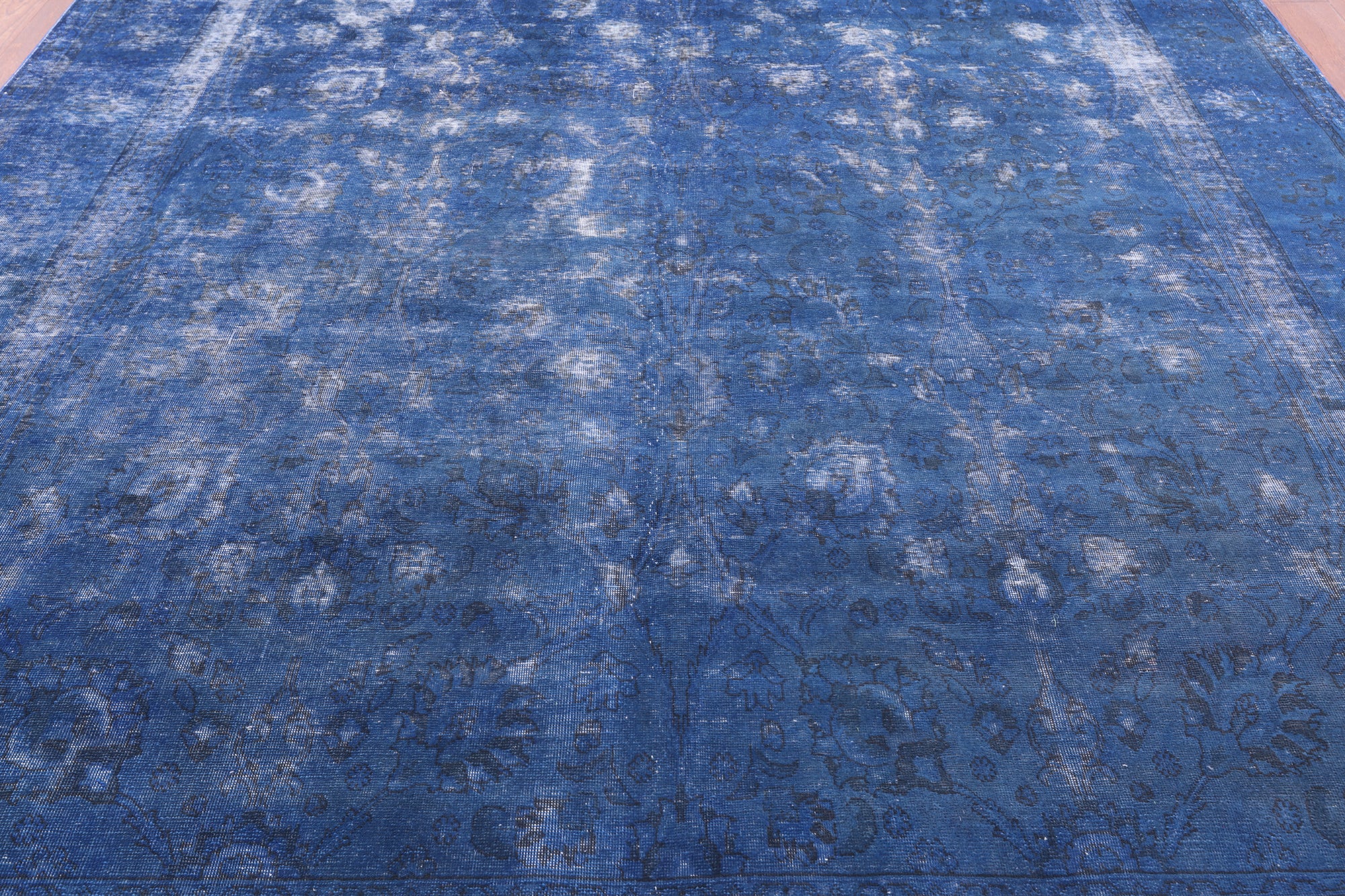 Blue Persian Overdyed Hand Knotted Wool Rug - 9' 6" X 11' 2" - Golden Nile
