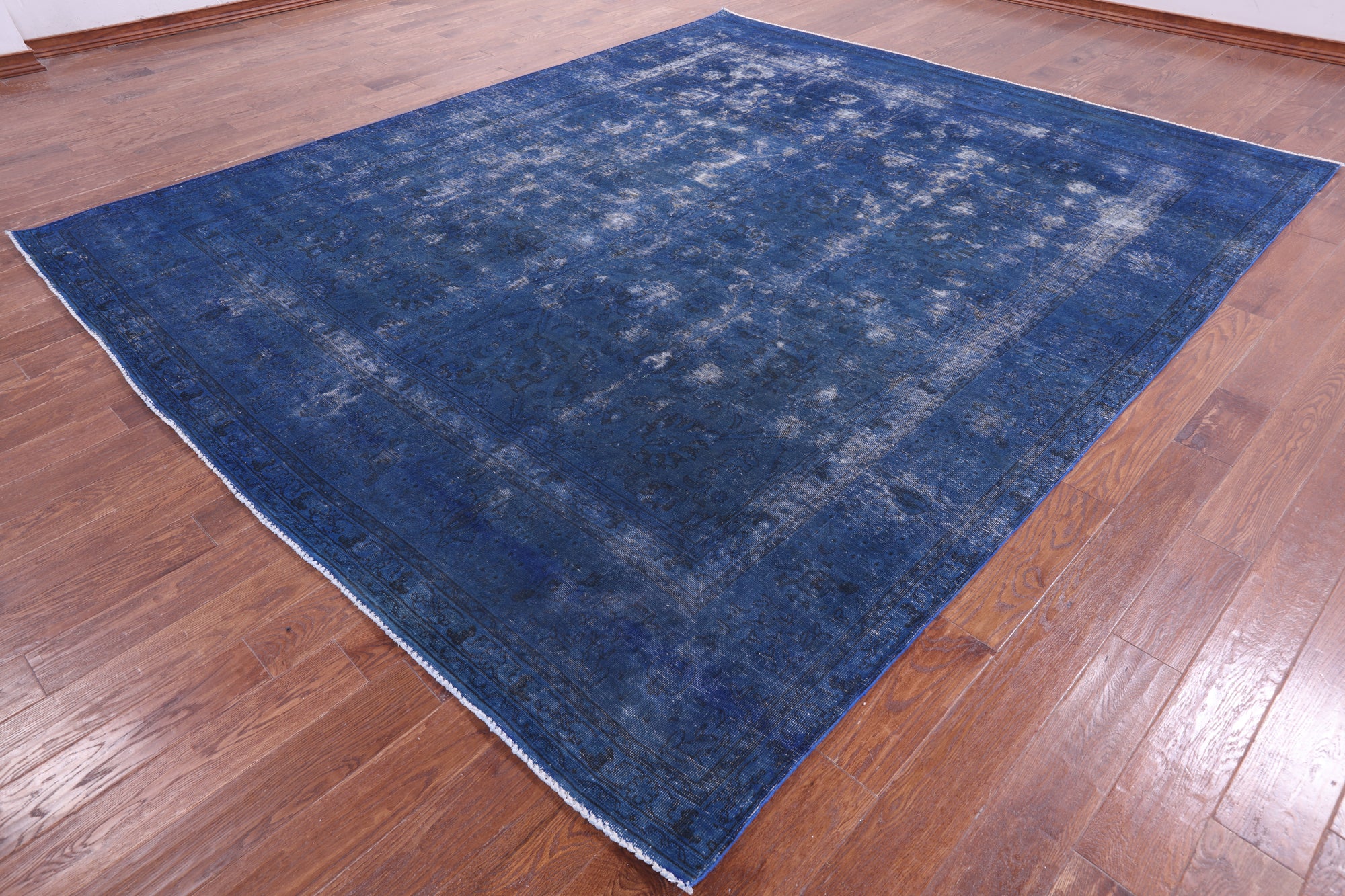 Blue Persian Overdyed Hand Knotted Wool Rug - 9' 6" X 11' 2" - Golden Nile