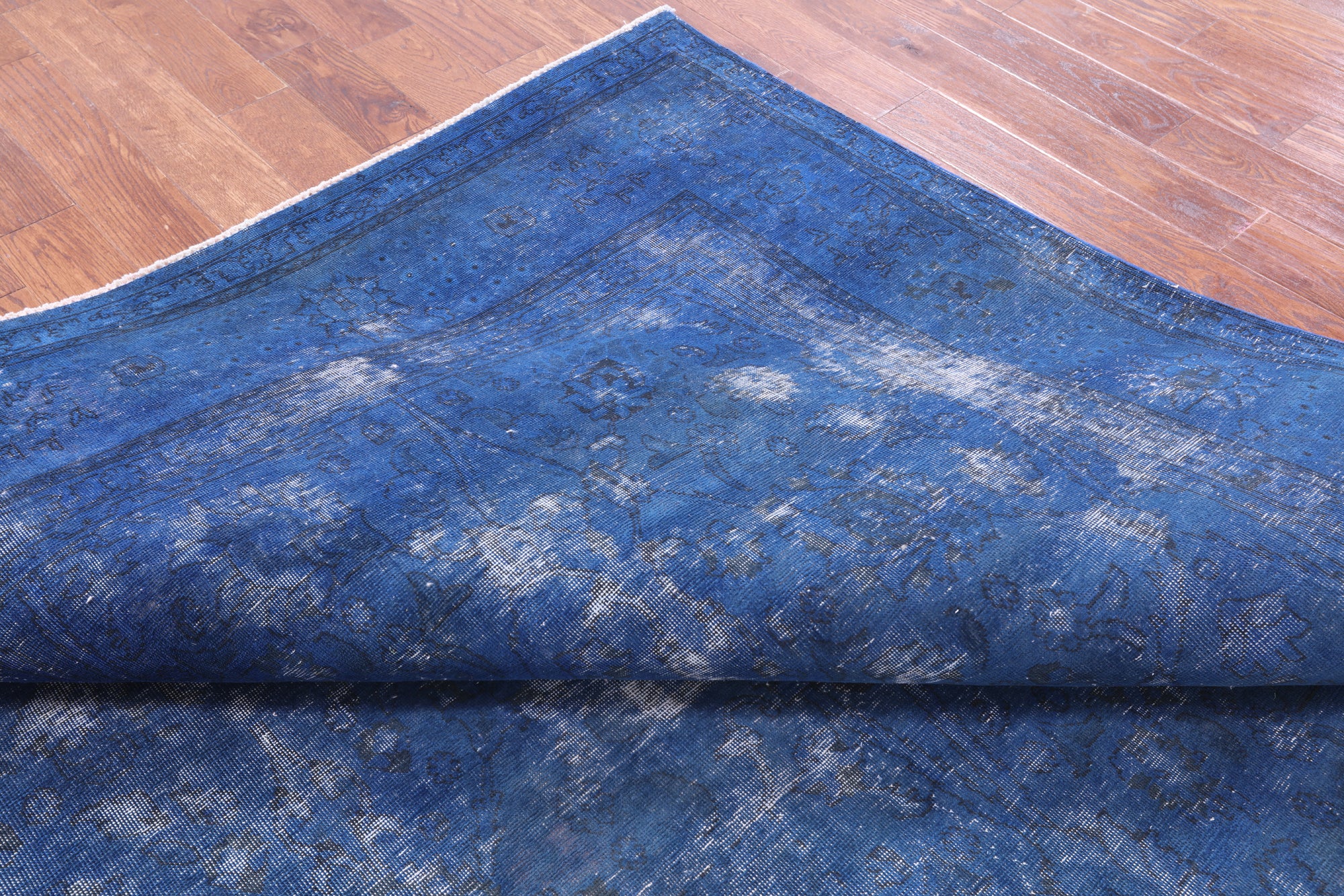 Blue Persian Overdyed Hand Knotted Wool Rug - 9' 6" X 11' 2" - Golden Nile