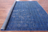 Blue Persian Overdyed Hand Knotted Wool Rug - 9' 6" X 11' 2" - Golden Nile
