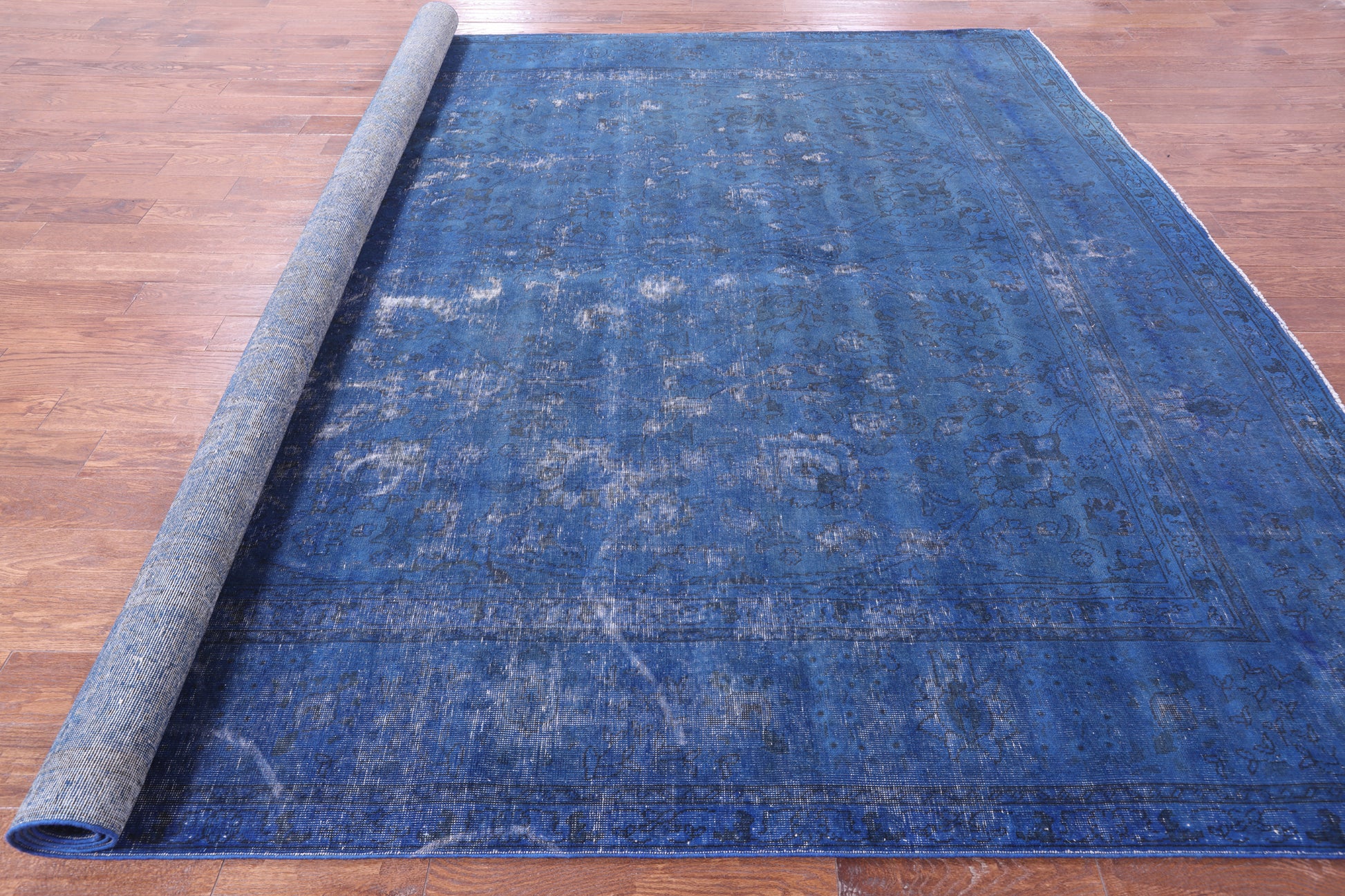 Blue Persian Overdyed Hand Knotted Wool Rug - 9' 6" X 11' 2" - Golden Nile