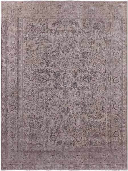 Ivory Persian Vintage White Wash Hand-Knotted Wool Rug - 9' 10" X 12' 10 - Golden Nile