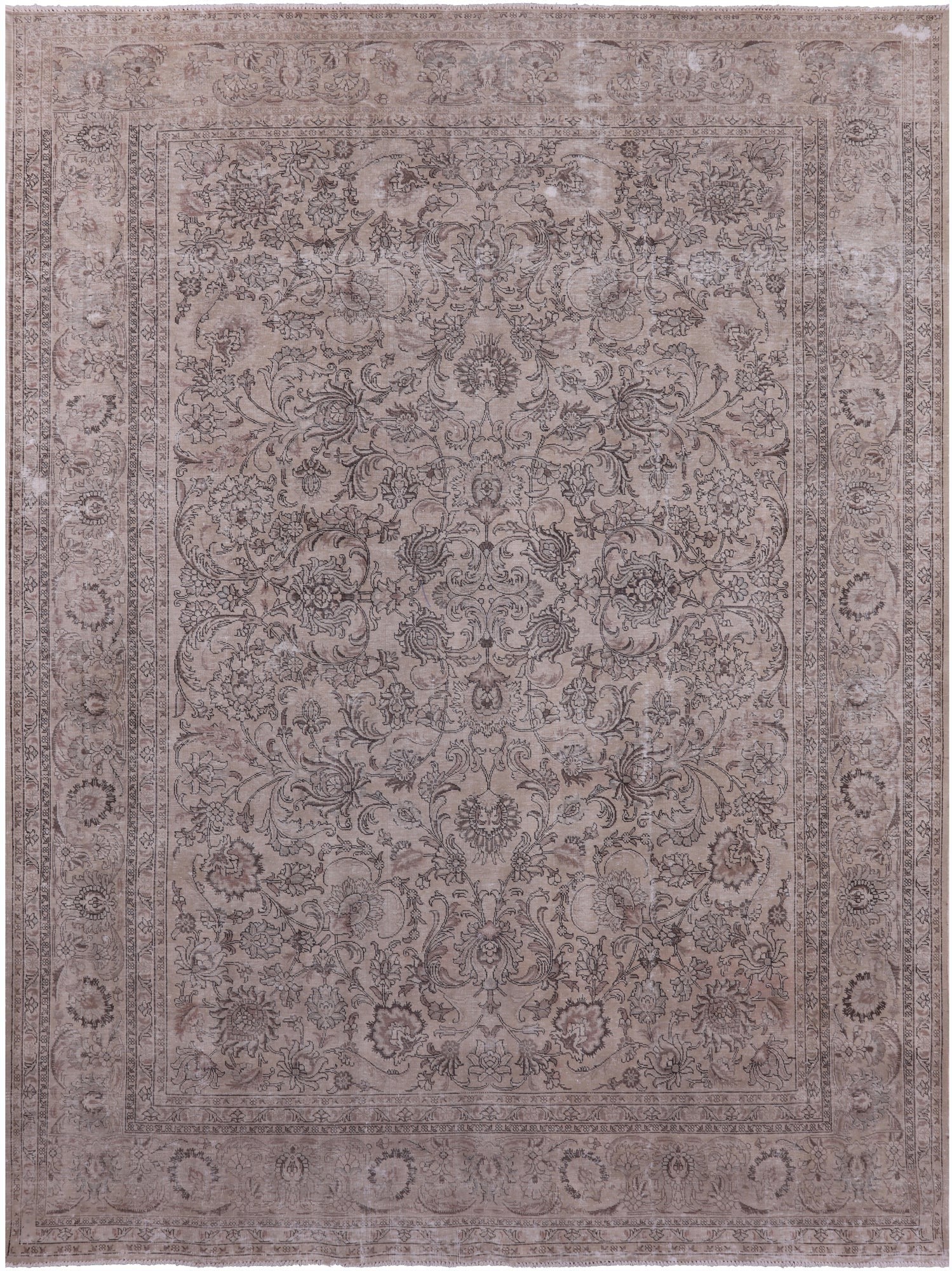 Ivory Persian Vintage White Wash Hand-Knotted Wool Rug - 9' 10" X 12' 10 - Golden Nile