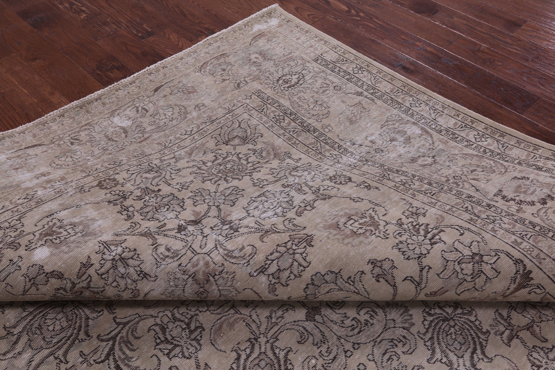 Ivory Persian Vintage White Wash Hand-Knotted Wool Rug - 9' 10" X 12' 10 - Golden Nile