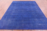 Blue Persian Overdyed Hand Knotted Wool Rug - 9' 7" X 10' 9" - Golden Nile