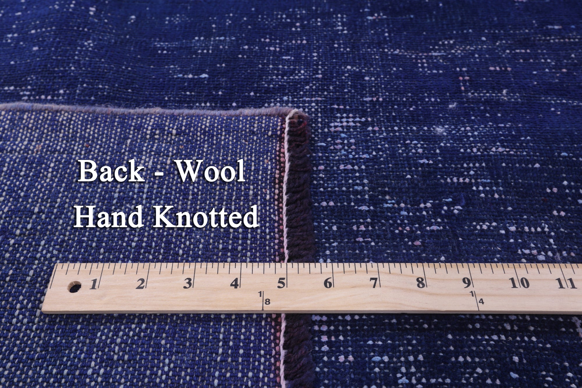 Blue Persian Overdyed Hand Knotted Wool Rug - 9' 7" X 10' 9" - Golden Nile