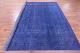 Blue Persian Overdyed Hand Knotted Wool Rug - 9' 7" X 10' 9" - Golden Nile