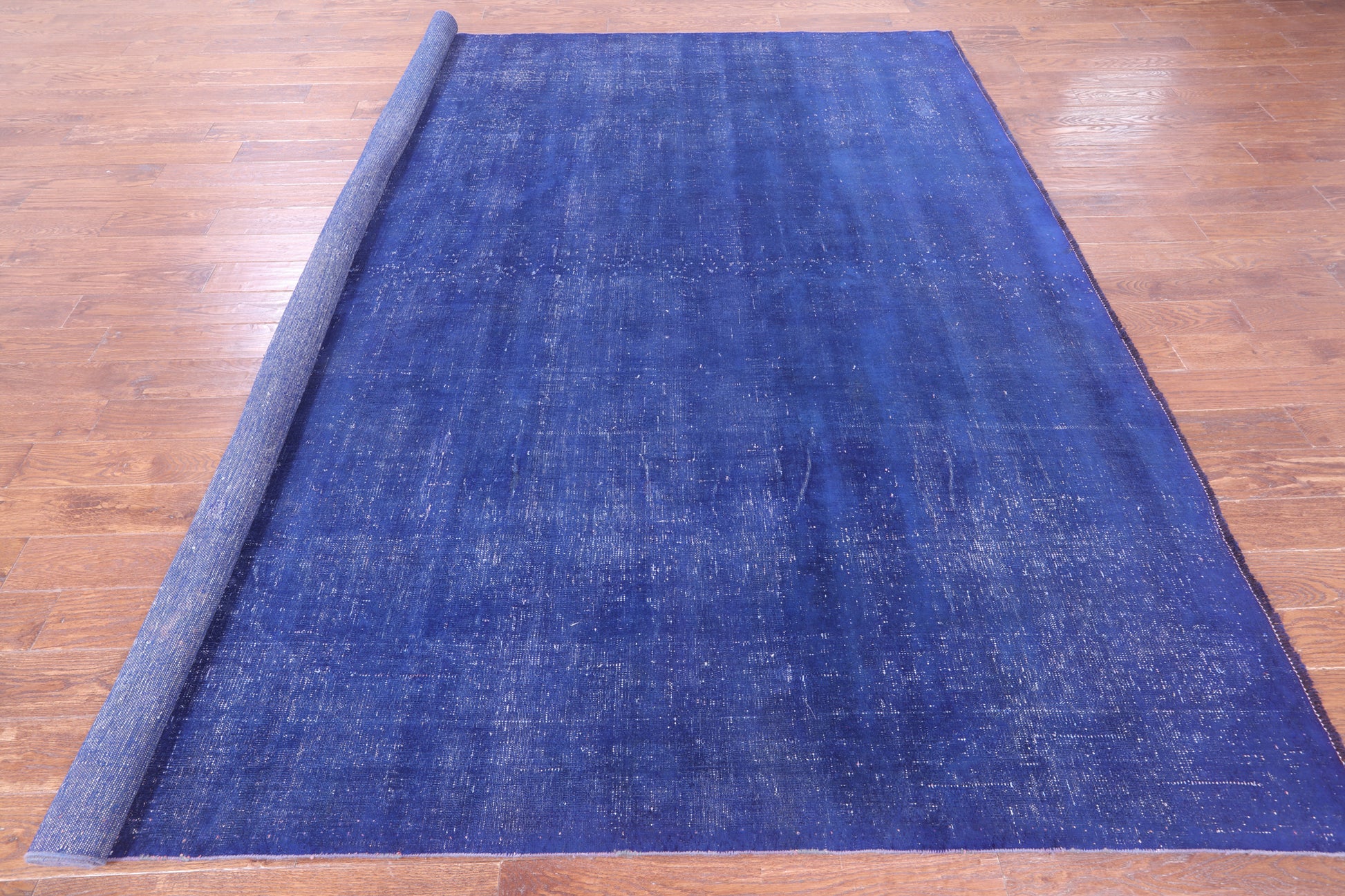 Blue Persian Overdyed Hand Knotted Wool Rug - 9' 7" X 10' 9" - Golden Nile
