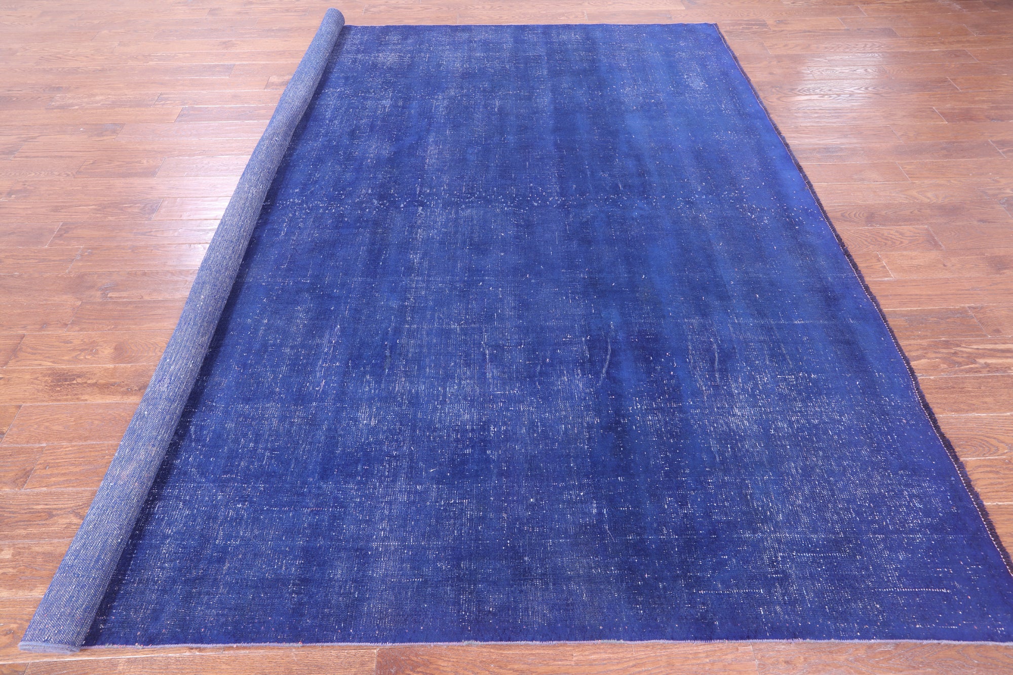 Blue Persian Overdyed Hand Knotted Wool Rug - 9' 7" X 10' 9" - Golden Nile