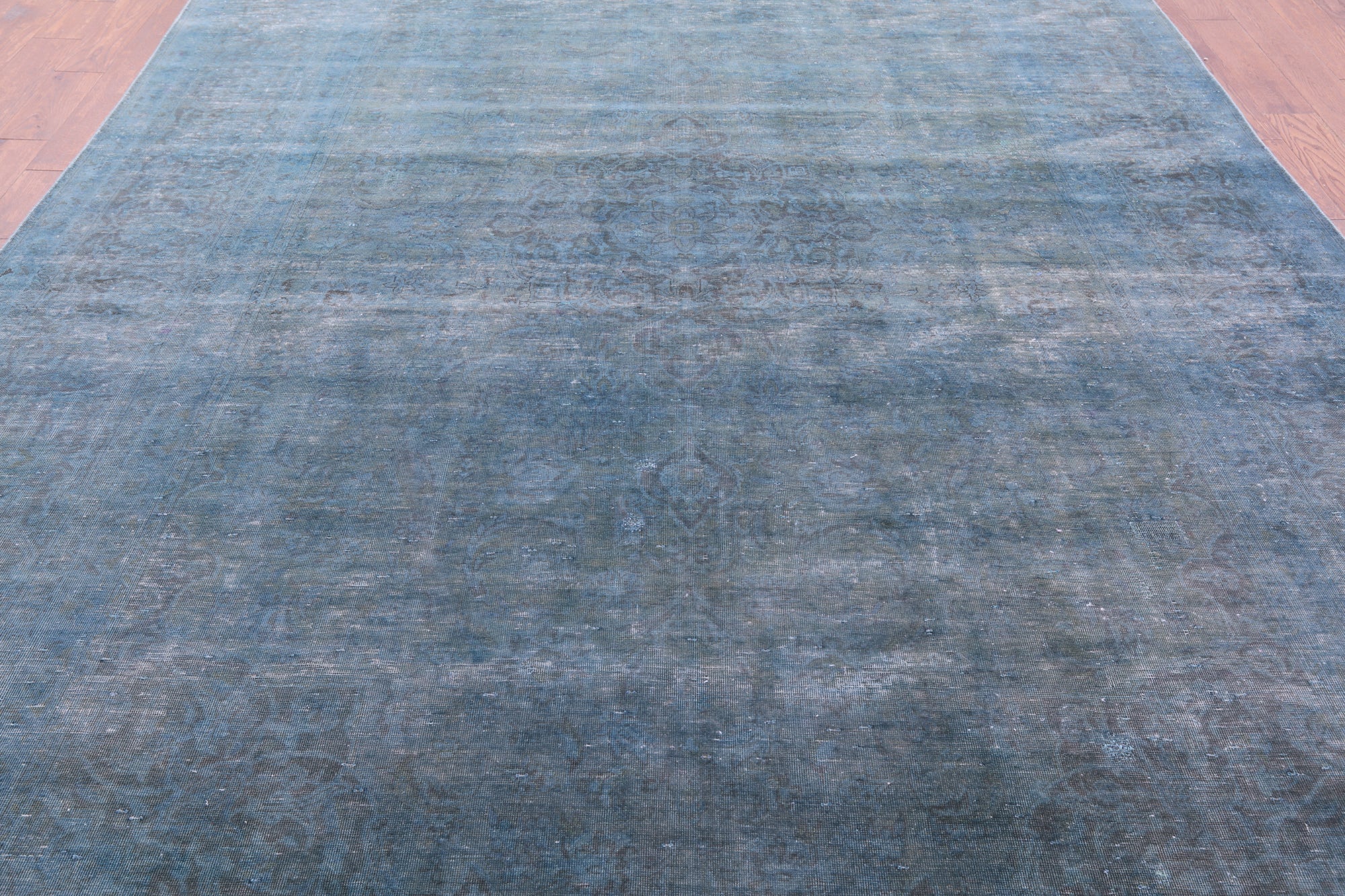 Blue Persian Overdyed Hand Knotted Wool Rug - 9' 3" X 13' 0" - Golden Nile