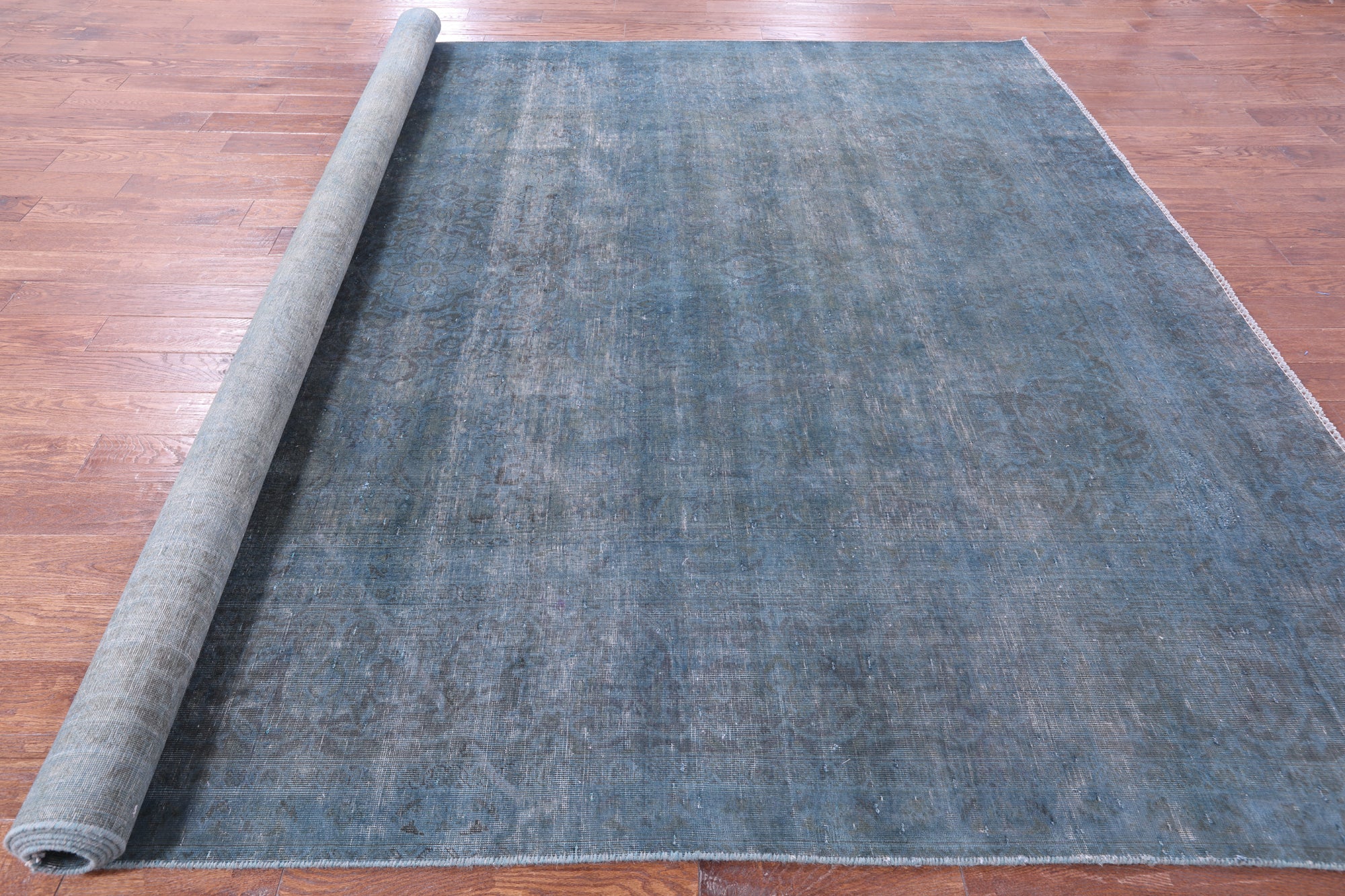 Blue Persian Overdyed Hand Knotted Wool Rug - 9' 3" X 13' 0" - Golden Nile