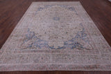 Ivory Persian Vintage White Wash Hand Knotted Wool Rug - 9' 6" X 12' 7" - Golden Nile