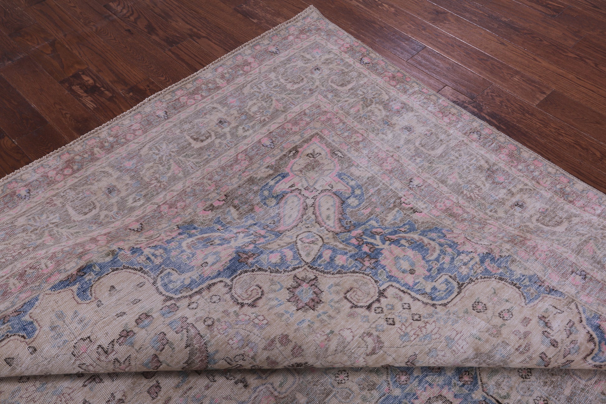Ivory Persian Vintage White Wash Hand Knotted Wool Rug - 9' 6" X 12' 7" - Golden Nile