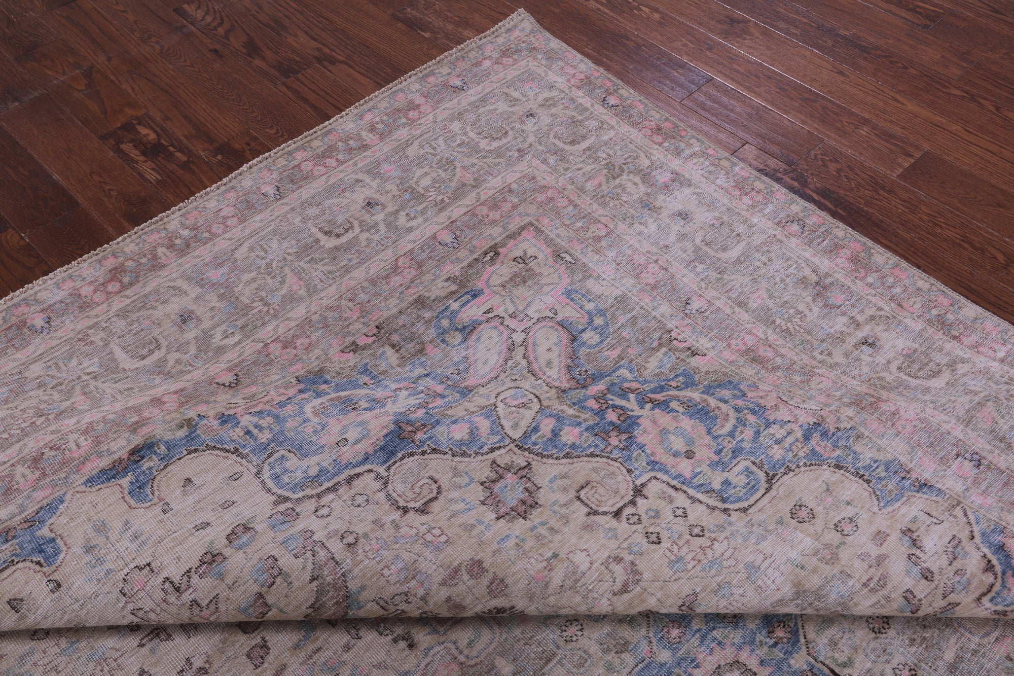 Ivory Persian Vintage White Wash Hand Knotted Wool Rug - 9' 6" X 12' 7" - Golden Nile