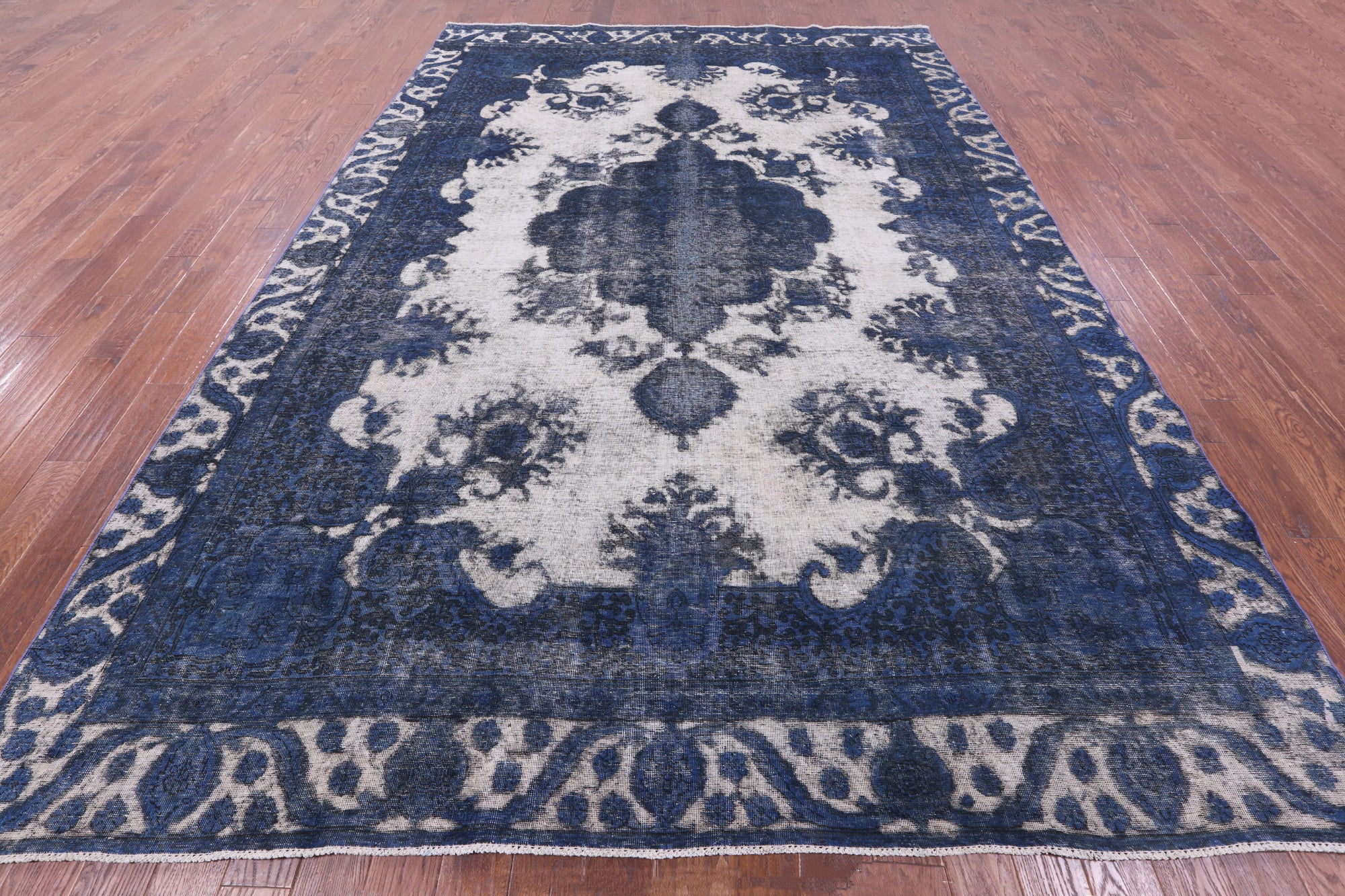 Blue Persian Overdyed Hand Knotted Wool Rug - 9' 3" X 13' 0" - Golden Nile