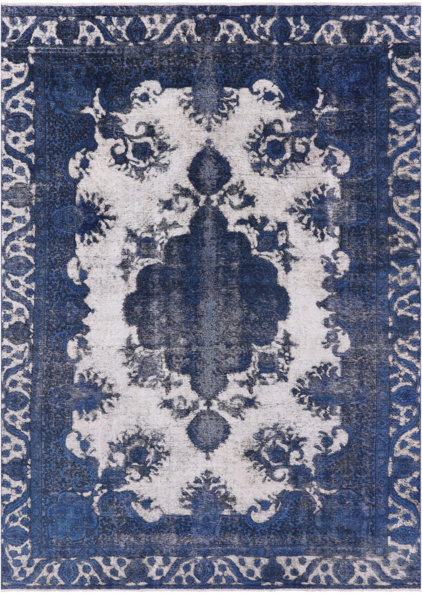 Blue Persian Overdyed Hand Knotted Wool Rug - 9' 3" X 13' 0" - Golden Nile
