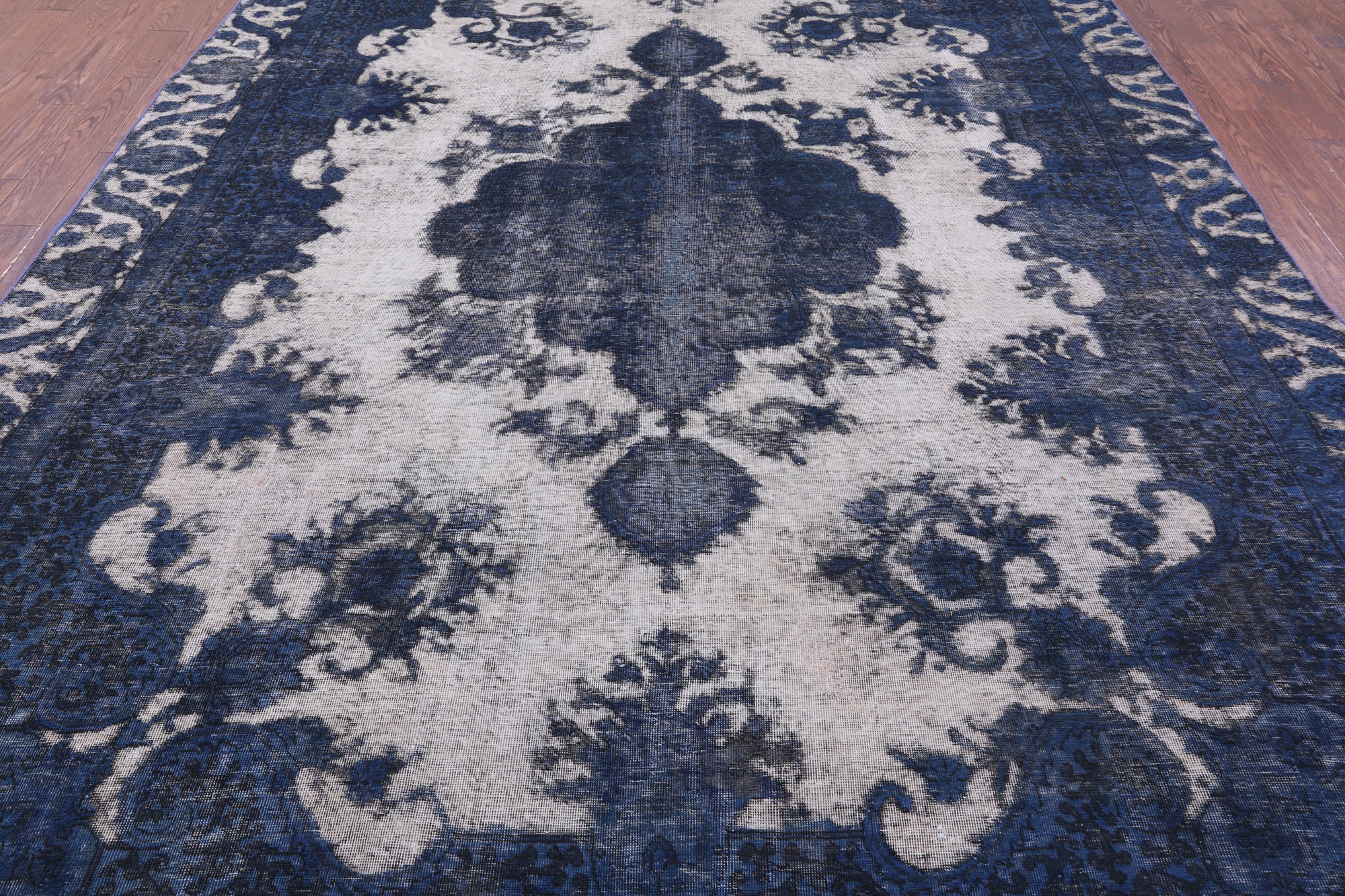Blue Persian Overdyed Hand Knotted Wool Rug - 9' 3" X 13' 0" - Golden Nile