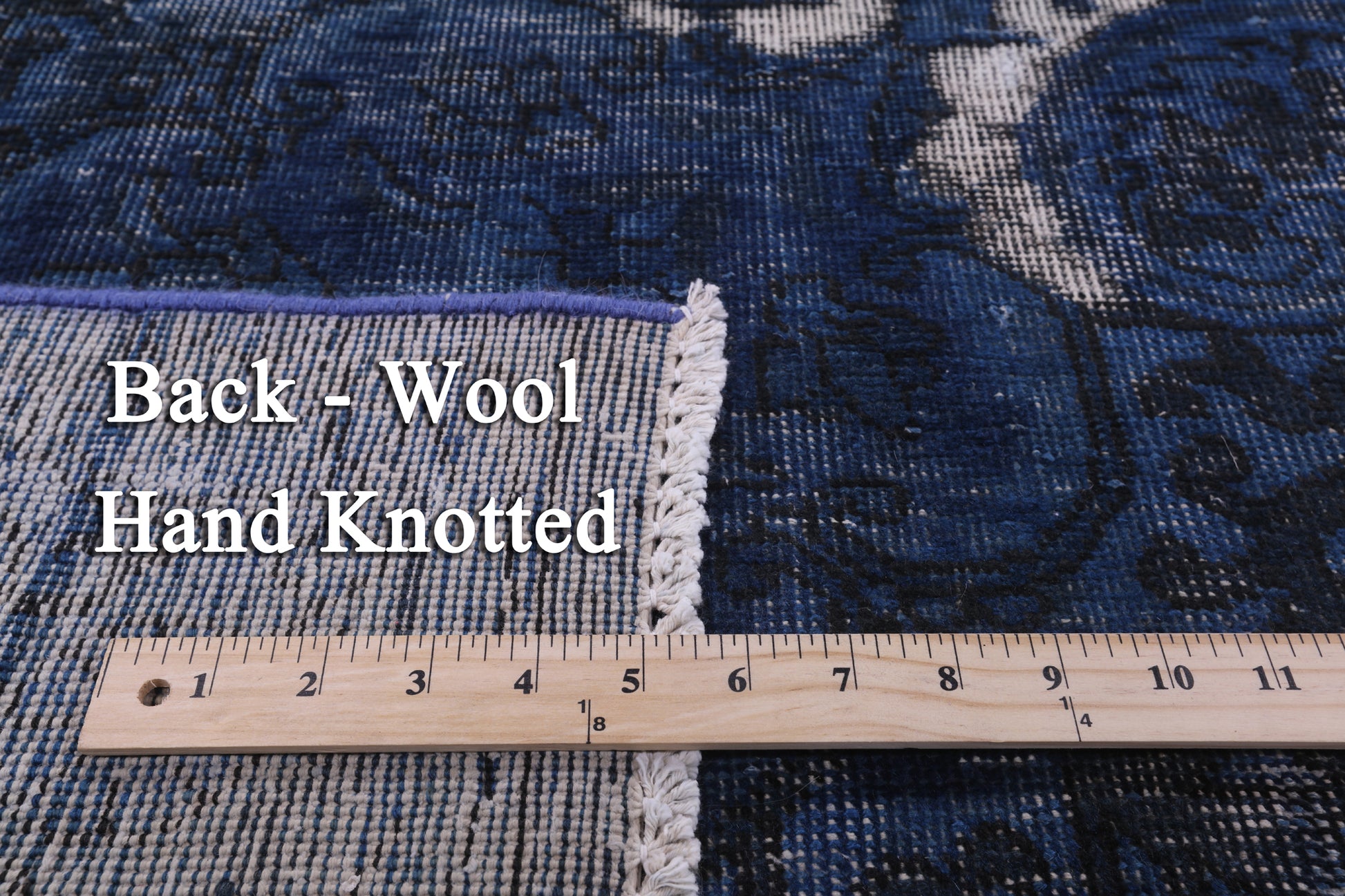 Blue Persian Overdyed Hand Knotted Wool Rug - 9' 3" X 13' 0" - Golden Nile