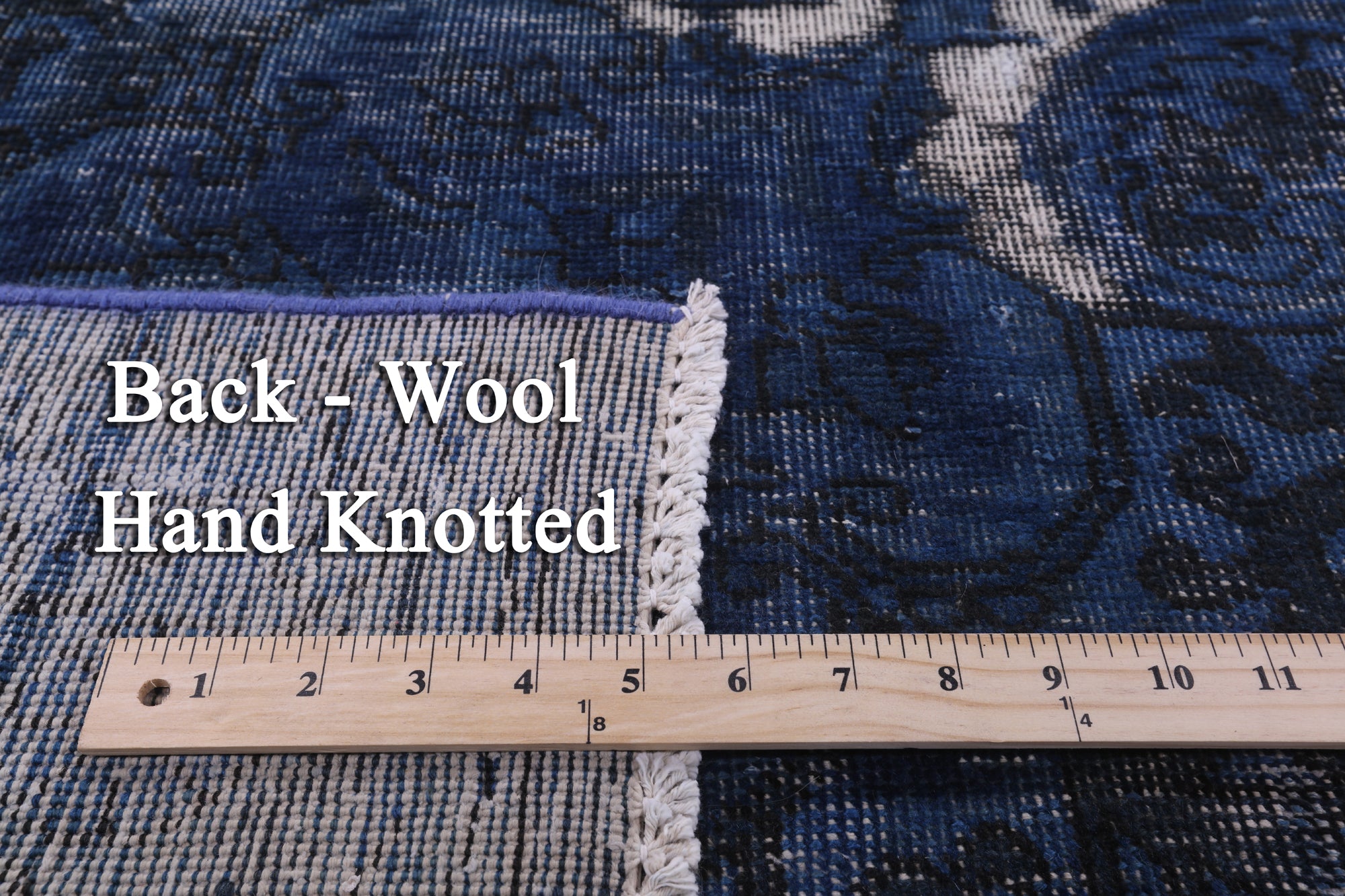 Blue Persian Overdyed Hand Knotted Wool Rug - 9' 3" X 13' 0" - Golden Nile