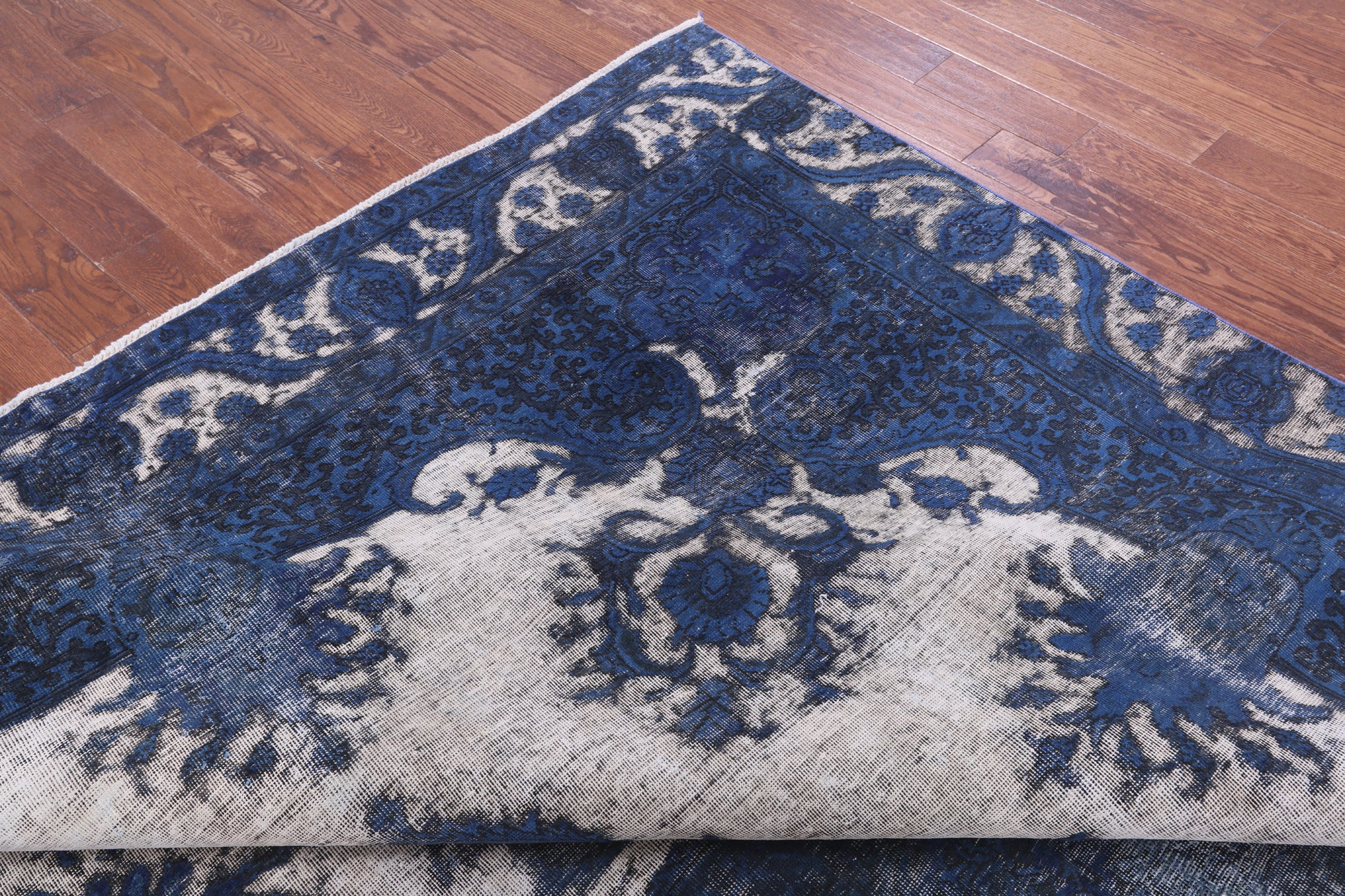 Blue Persian Overdyed Hand Knotted Wool Rug - 9' 3" X 13' 0" - Golden Nile