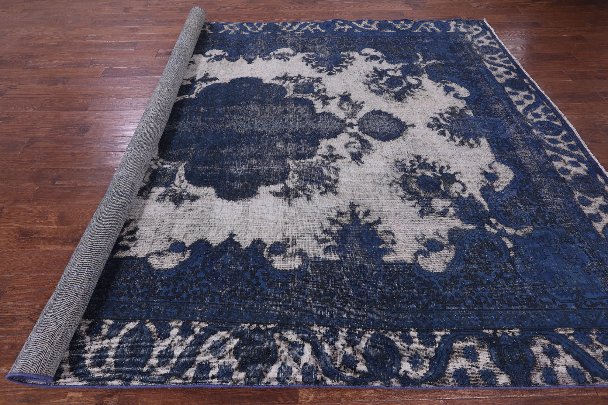 Blue Persian Overdyed Hand Knotted Wool Rug - 9' 3" X 13' 0" - Golden Nile