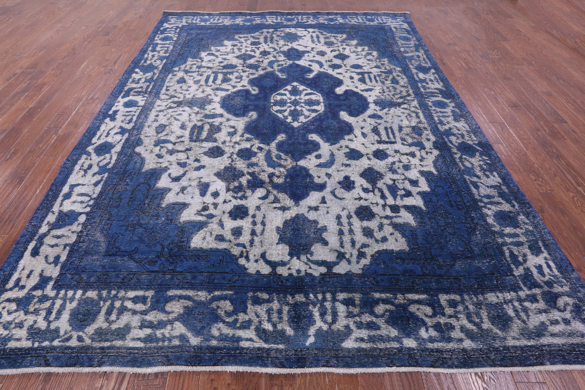 Blue Persian Overdyed Hand Knotted Wool Rug - 9' 8" X 12' 4" - Golden Nile
