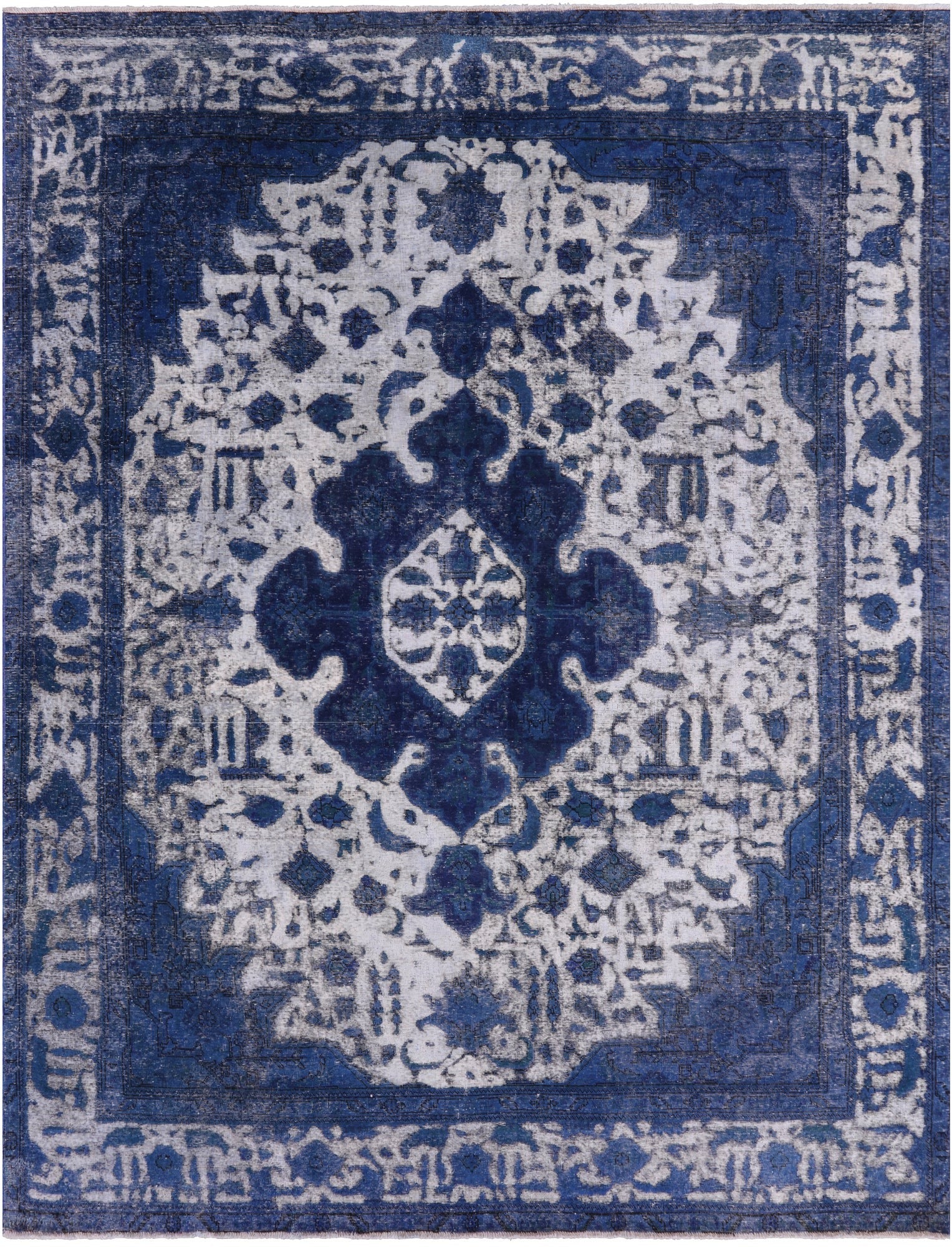 Blue Persian Overdyed Hand Knotted Wool Rug - 9' 8" X 12' 4" - Golden Nile