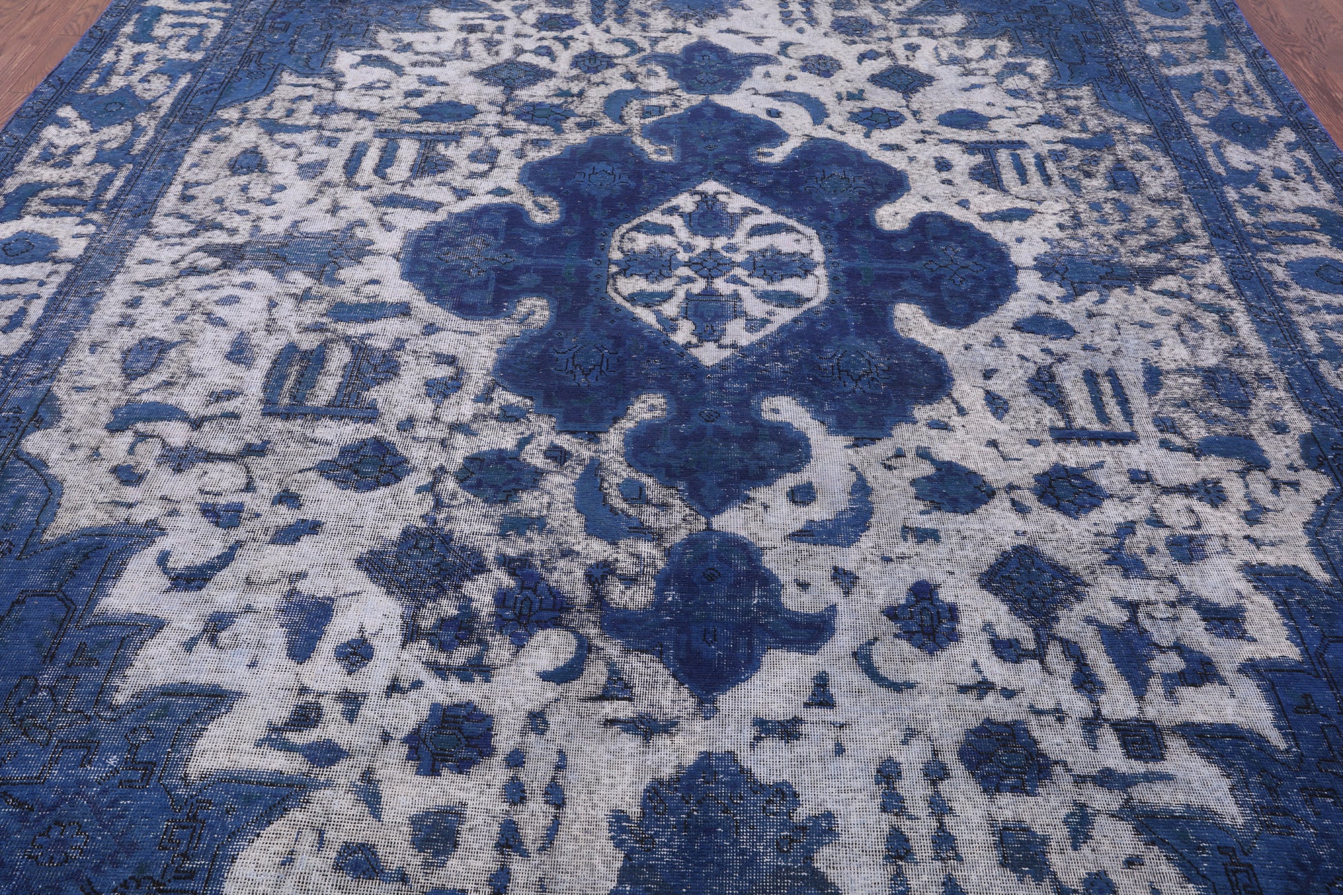 Blue Persian Overdyed Hand Knotted Wool Rug - 9' 8" X 12' 4" - Golden Nile