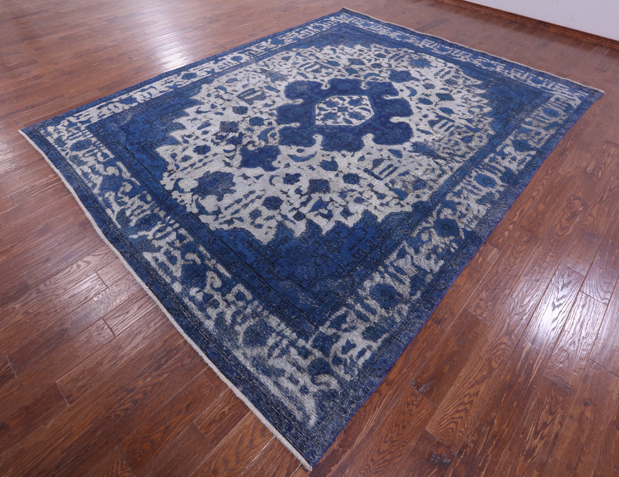 Blue Persian Overdyed Hand Knotted Wool Rug - 9' 8" X 12' 4" - Golden Nile