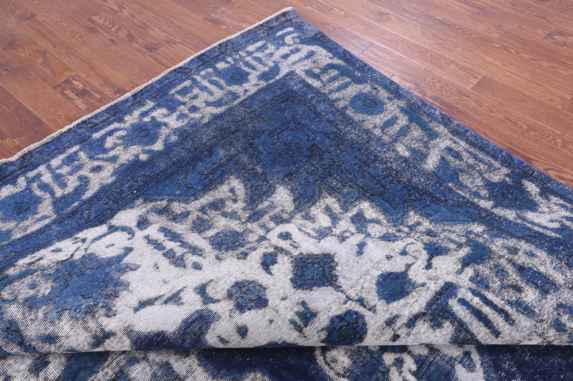 Blue Persian Overdyed Hand Knotted Wool Rug - 9' 8" X 12' 4" - Golden Nile