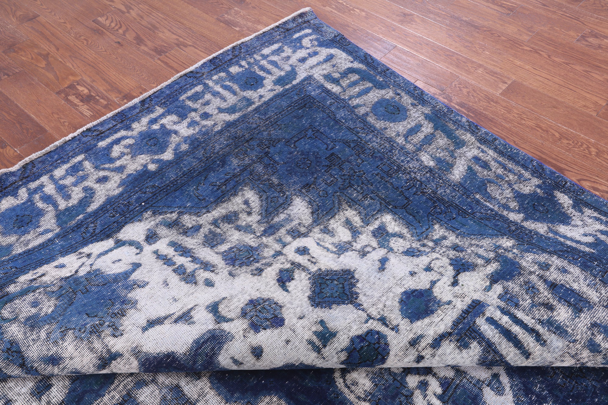 Blue Persian Overdyed Hand Knotted Wool Rug - 9' 8" X 12' 4" - Golden Nile