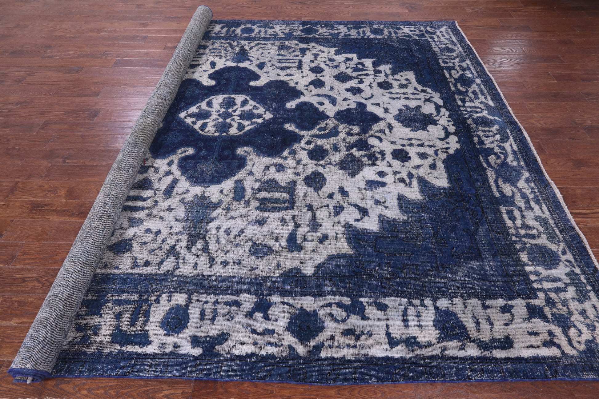 Blue Persian Overdyed Hand Knotted Wool Rug - 9' 8" X 12' 4" - Golden Nile