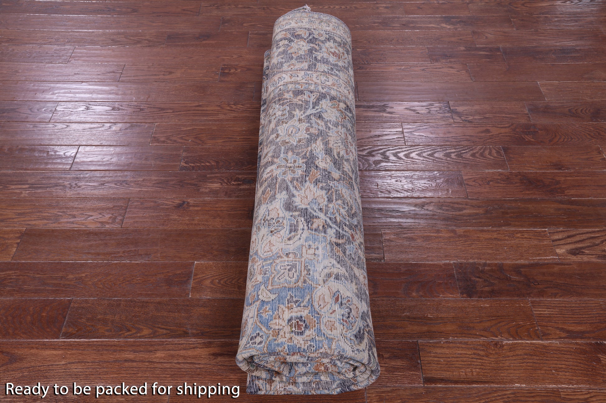 Blue Persian Vintage White Wash Hand Knotted Wool Rug - 9' 9" X 13' 3" - Golden Nile