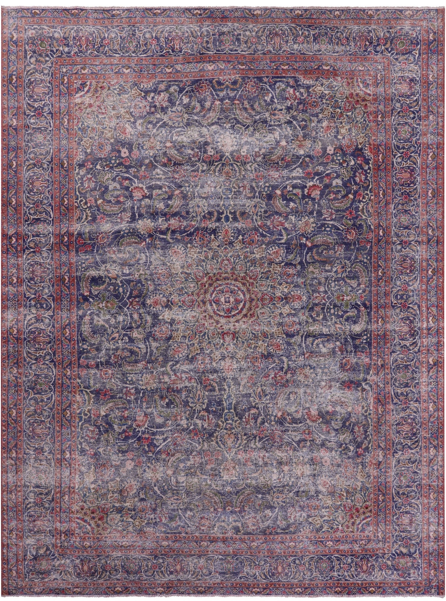 Persian Vintage White Wash Handmade Wool Rug - 9' 8" X 12' 7" - Golden Nile