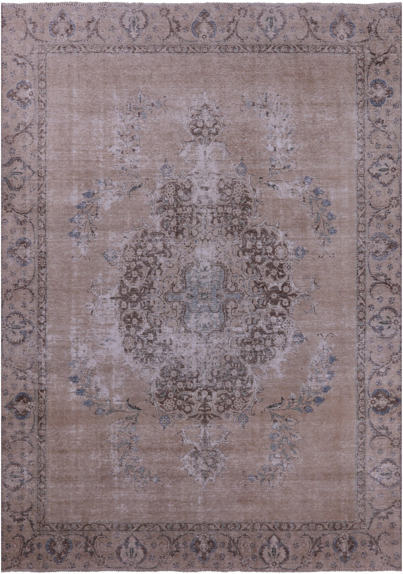 Persian Vintage White Wash Hand Knotted Wool Rug - 8' 5" X 11' 10" - Golden Nile