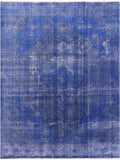 Blue Persian Overdyed Hand Knotted Wool Rug - 8' 4" X 11' 3" - Golden Nile