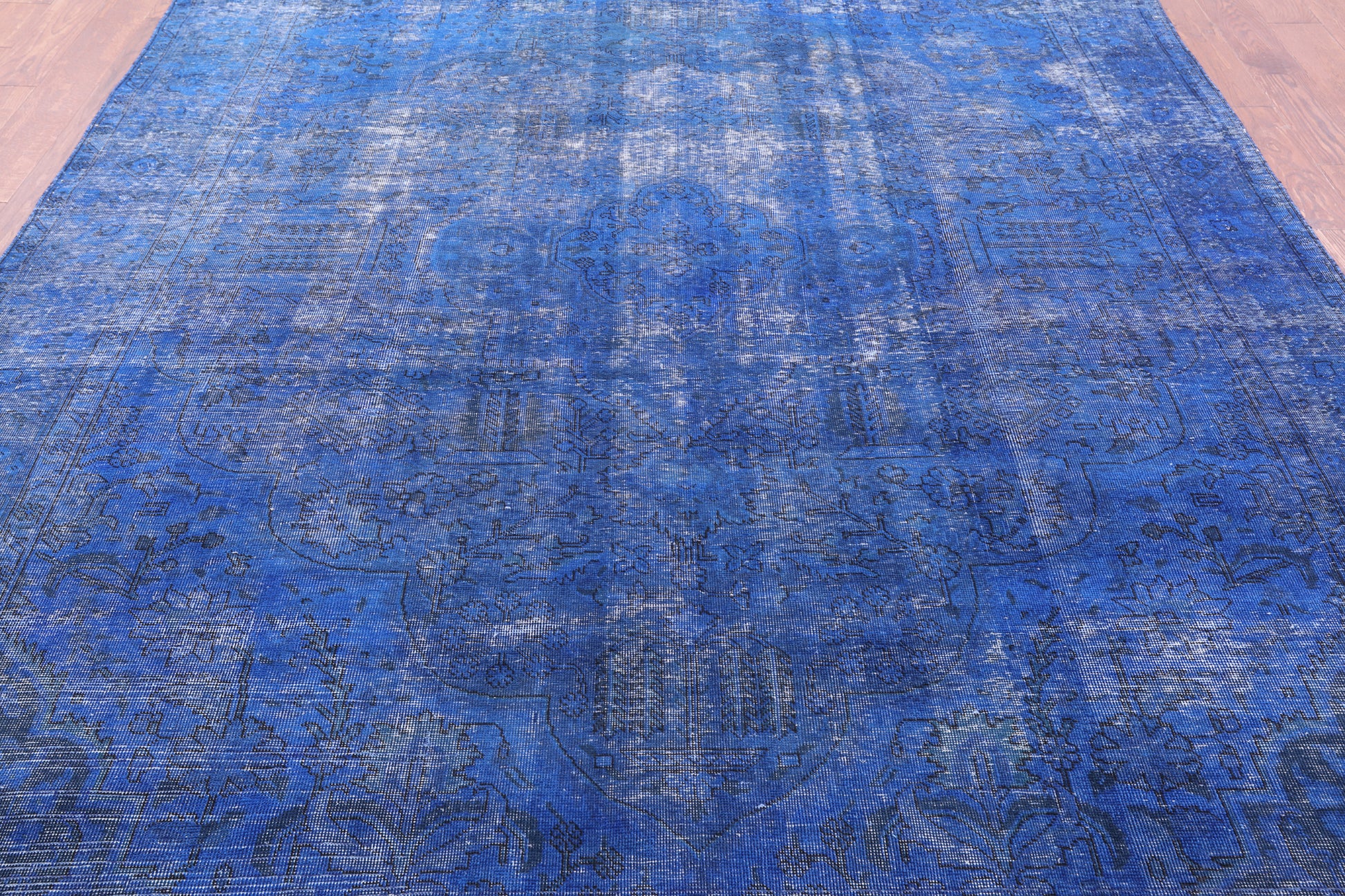 Blue Persian Overdyed Hand Knotted Wool Rug - 8' 4" X 11' 3" - Golden Nile