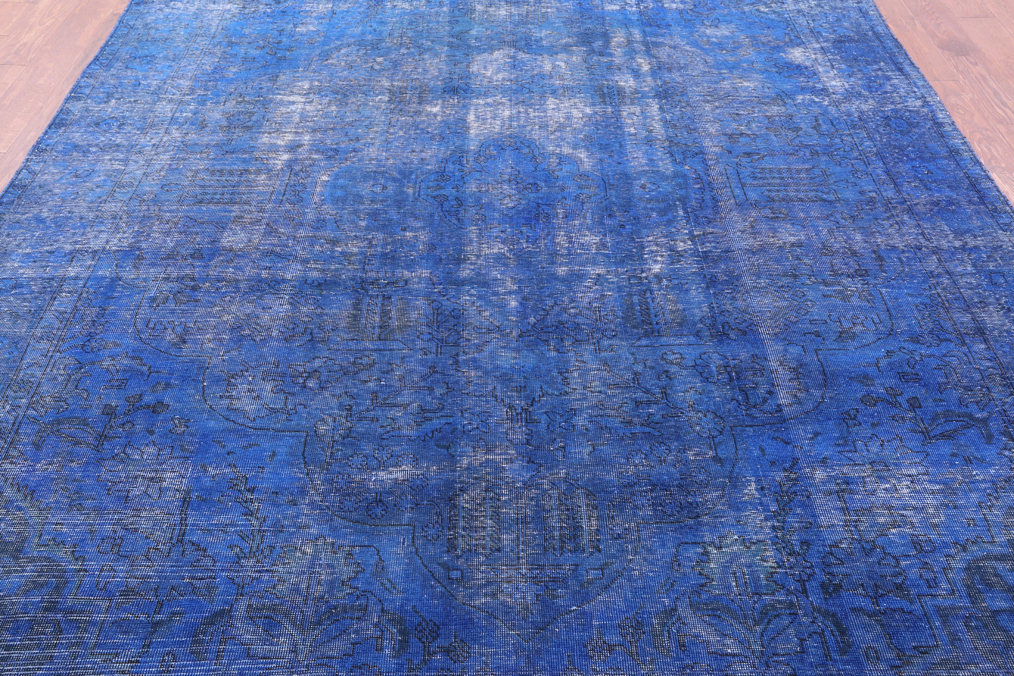 Blue Persian Overdyed Hand Knotted Wool Rug - 8' 4" X 11' 3" - Golden Nile
