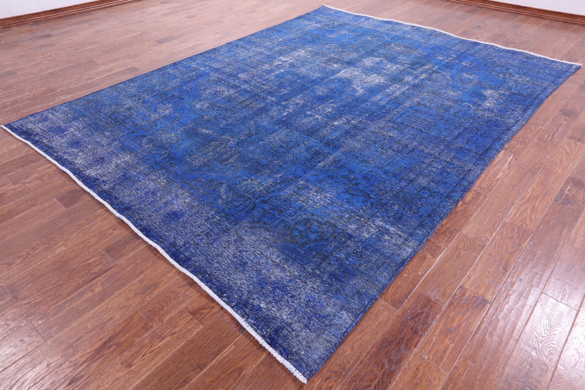 Blue Persian Overdyed Hand Knotted Wool Rug - 8' 4" X 11' 3" - Golden Nile