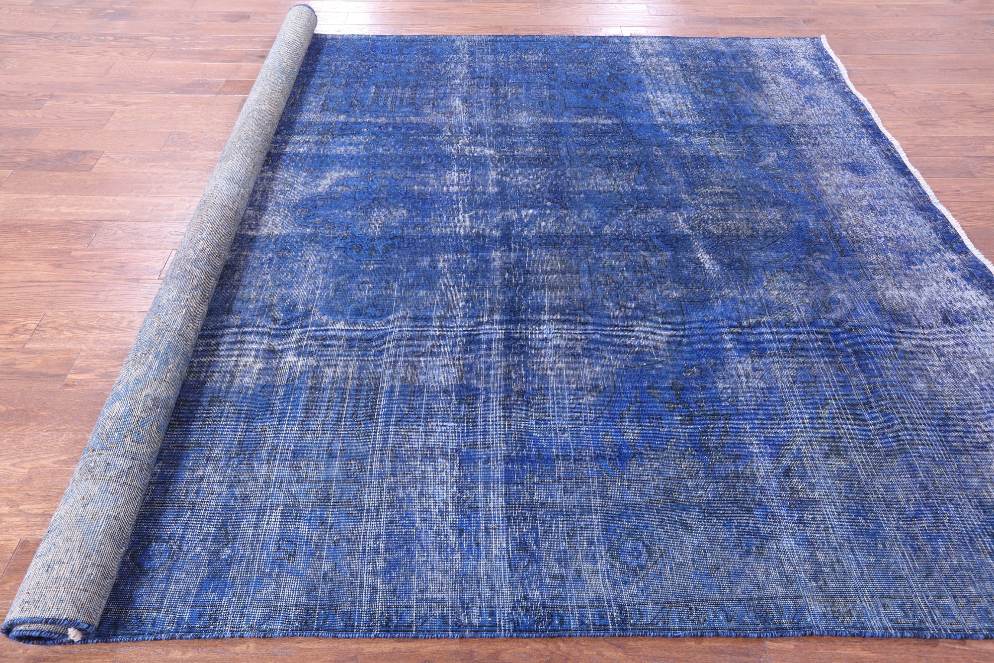 Blue Persian Overdyed Hand Knotted Wool Rug - 8' 4" X 11' 3" - Golden Nile