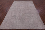 Ivory Persian Vintage White Wash Hand Knotted Wool Rug - 7' 10" X 10' 10" - Golden Nile