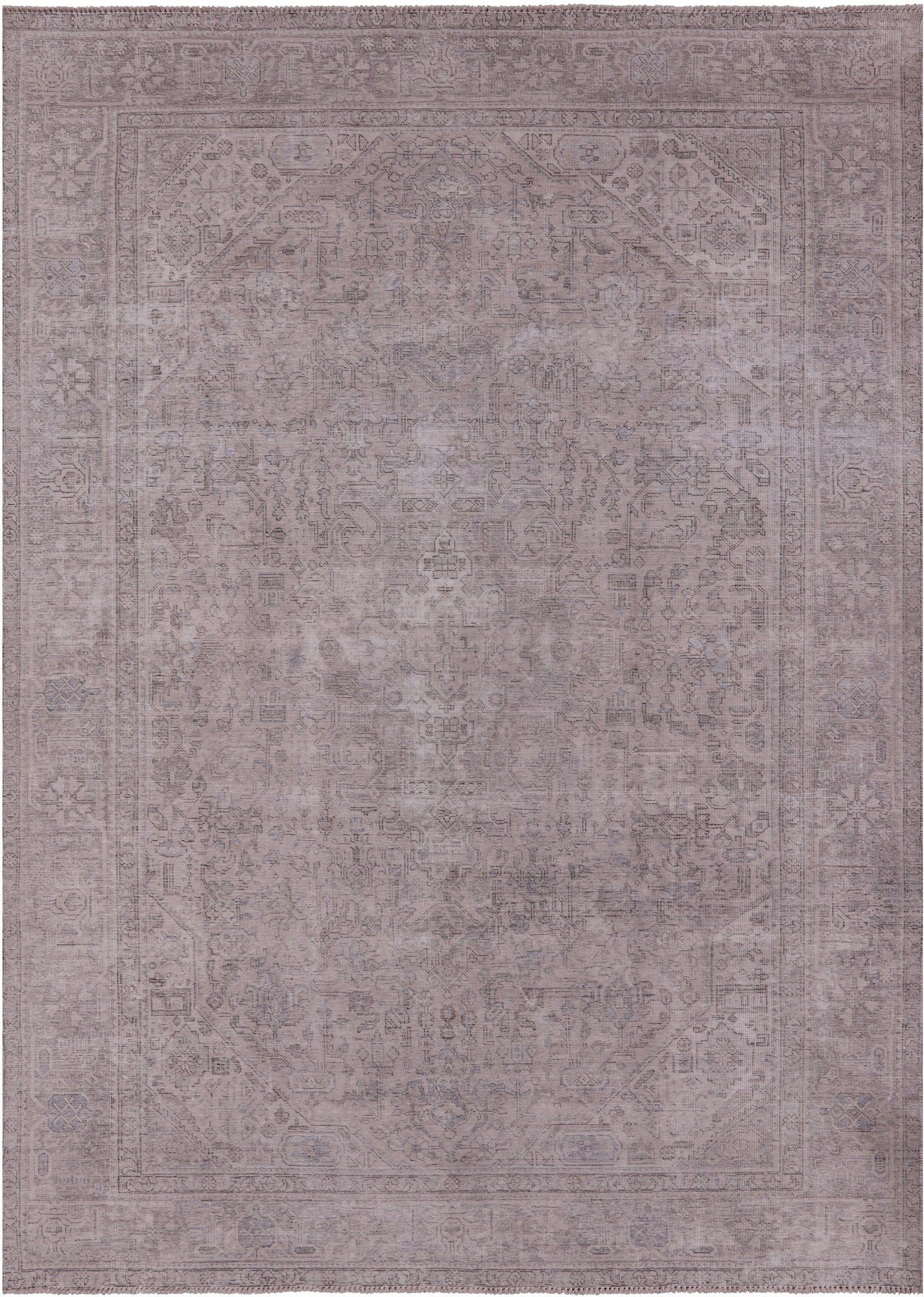 Ivory Persian Vintage White Wash Hand Knotted Wool Rug - 7' 10" X 10' 10" - Golden Nile