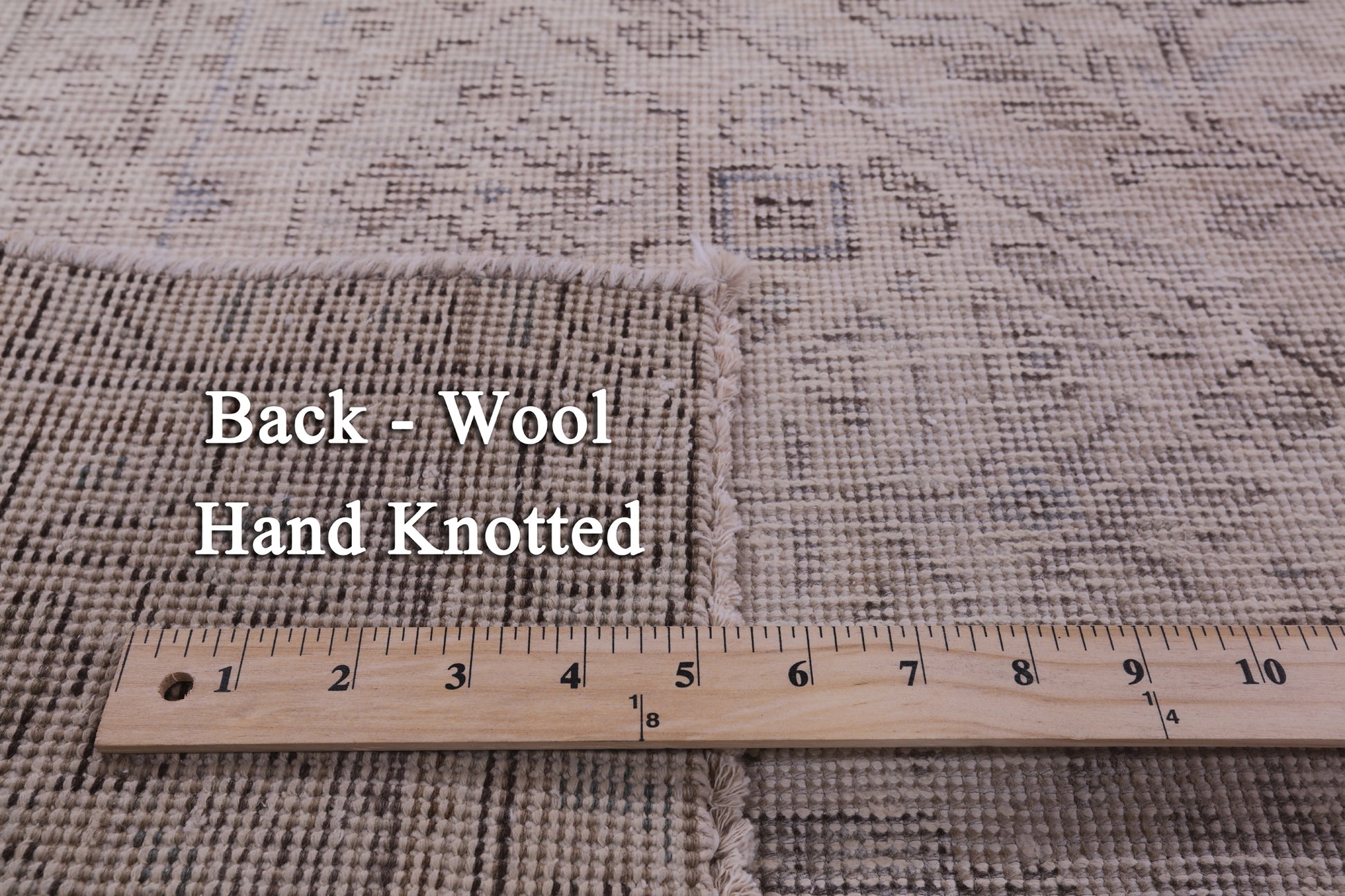 Ivory Persian Vintage White Wash Hand Knotted Wool Rug - 7' 10" X 10' 10" - Golden Nile