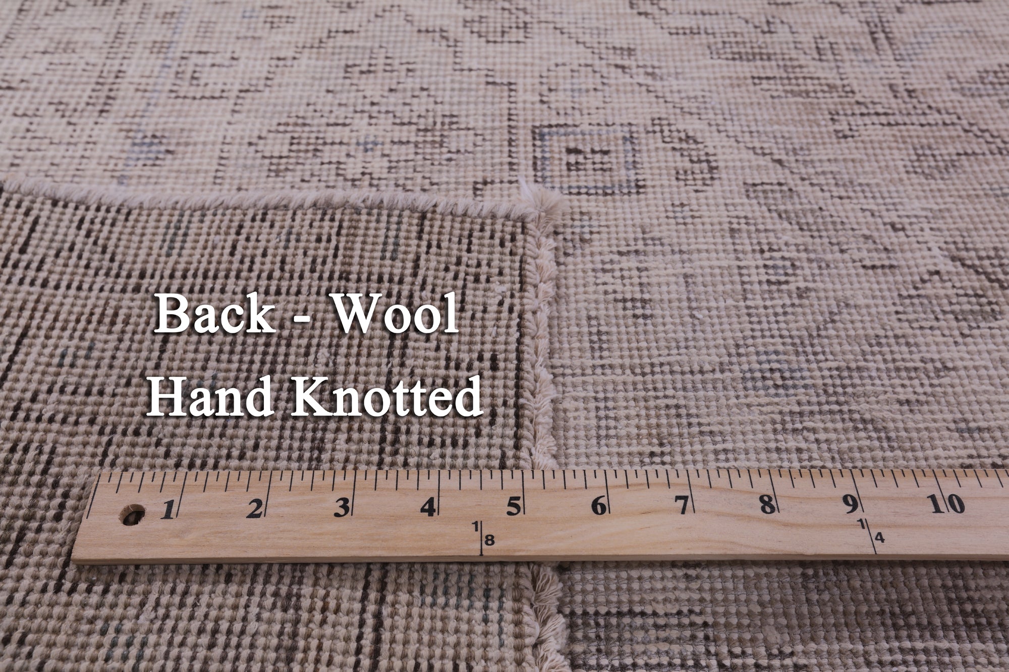 Ivory Persian Vintage White Wash Hand Knotted Wool Rug - 7' 10" X 10' 10" - Golden Nile